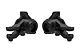 Two black Traxxas steering hubs for RC vehicles, shown side-by-side against a white background.