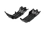 Two black plastic Traxxas front and rear skid plates for RC vehicles shown from an elevated angle against a white background.