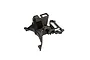 A black plastic Traxxas rear shock tower component for an RC vehicle, shown from a high angle against a white background.