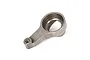 A single grey metal bell crank arm component for an RC vehicle, shown from a high-angle perspective against a white background.