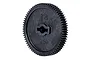 A black plastic 72T 48P spur gear for RC vehicles, shown from a slightly angled perspective against a white background.