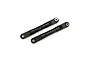 Two black plastic Traxxas rear camber links with metal pivot balls, shown against a white background.