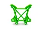 A bright green Traxxas front shock tower spare part for RC vehicles, shown against a plain white background.