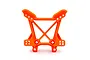 An orange Traxxas front shock tower spare part for an RC car, viewed from the front against a white background.