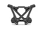 A grey Traxxas rear shock tower spare part for RC vehicles, featuring a triangular structural design with multiple mounting holes.