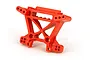 A red Traxxas Extreme Heavy Duty front shock tower spare part for RC vehicles, shown against a plain white background.