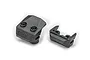 Two black plastic Traxxas sway bar mounts for RC vehicles, shown against a white background.