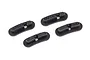 Four black plastic Traxxas fixed gear adapters with numerical markings on a white background.
