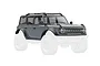 A dark grey Traxxas 1/18 Ford Bronco RC body shell, shown from a front three-quarter angle against a white background.