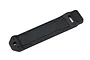 A black rubber Traxxas battery strap for RC vehicles, featuring a mounting hole at one end and a textured grip area at the other.