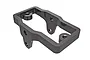 A dark titanium coloured aluminium servo mount for Traxxas RC vehicles, shown from a high-angle perspective against a white background.