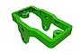 A bright green anodized aluminium servo mount for Traxxas RC vehicles, shown from an angled perspective against a white background.