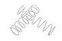 Two white RC shock springs positioned in a cross shape against a white background.