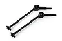 Two black metal CVD driveshafts for RC cars, shown against a plain white background.