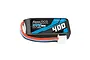 A Gens Ace 7.4V 400mAh 60C LiPo battery with a black soft case and JST connector against a white background.