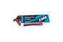 Gens Ace G-Tech 7.4V 2200mAh 45C soft case LiPo battery with Deans connector and balance lead against a white background.