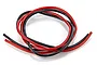 A coiled length of 10AWG red and black silicone insulated wire on a white background.