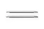 Two identical silver metal RC shock shafts with threaded ends, isolated on a white background.