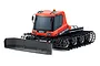 Kyosho Blizzard 2.0 RC snow groomer vehicle in red and black with a front plow blade and tracked drive system.