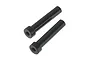 Two black steel steering posts for RC vehicles, shown at an angle against a white background.