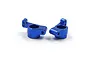 Two dark blue anodized aluminium RC rear hubs positioned side-by-side against a white background.
