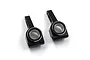Two black anodized aluminium rear hubs for RC cars, shown from a top-down angle against a white background.