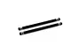 Two black aluminium RC chassis braces with silver accent rings on a white background.
