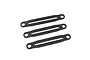 Three Yeah Racing graphite body post stiffener brace bars arranged diagonally on a white background.