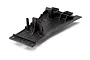 A black plastic lower chassis component for a Traxxas Slash 2WD RC vehicle, shown from an elevated angle against a white background.