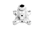 A silver aluminium differential locker part for RC vehicles, featuring a central cylindrical hub with four threaded mounting points.