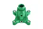 A green anodized aluminium differential locker part for RC vehicles, featuring a central hub with four mounting points.