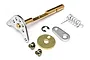 HPI Walbro Carburettor Throttle Shaft Kit including brass shaft, metal linkage arm, spring, screws, and washers on a white background.