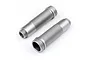 Two HPI Racing gunmetal aluminium shock bodies for RC cars, shown from an angled perspective on a white background.