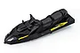 Black and yellow UDI RC boat cabin outer cover with UDI Sport and Inkfish branding, viewed from a high angle against a white background.