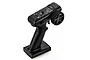 A black UDIRC 2.4GHz pistol-grip radio transmitter for RC boats, featuring a steering wheel with foam grip and carbon fiber texture on the handle.