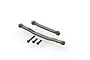 HPI Racing gunmetal aluminium steering link set with two metal rods and three black screws on a white background.