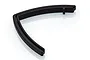 A black, V-shaped UDI RC boat front bumper or brace spare part isolated on a white background.