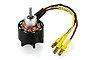 A UDI brushless motor for RC boats featuring a black casing, copper windings, a silver shaft, and three wires with yellow bullet connectors.