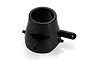 A black plastic jet nozzle component for an RC boat, shown from a high angle against a white background.