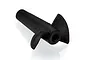 A black plastic two-blade propeller for an RC boat, shown from an angled perspective against a white background.