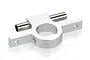 A silver UDI aluminium motor mount for an RC boat, featuring a central circular housing with two side mounting arms and two cylindrical metal pins.