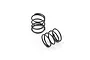 Two black metal RC shock coil springs positioned on a white background.