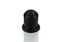 A single small black rubber plug for an RC boat, shown against a plain white background.