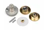 A set of replacement servo gears for HPI SF-50, including metal and plastic gears and two small metal pins on a white background.