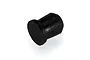 A single small black rubber plug for an RC boat, shown against a white background.