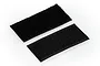 Two rectangular strips of black adhesive-backed hook and loop fastener tape on a white background.