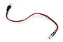 A single LED light component with red and black wires connected to a small white plastic plug, isolated on a white background.