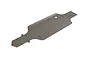 A gunmetal grey Rovan aluminium main chassis plate for an RC vehicle, featuring multiple pre-drilled mounting holes and a flat, elongated design.