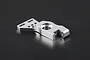 A silver Rovan aluminium first stage small gear mount for RC cars, shown against a plain dark background.