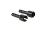 Two black steel RC rear wheel drive axles shown against a plain white background.
